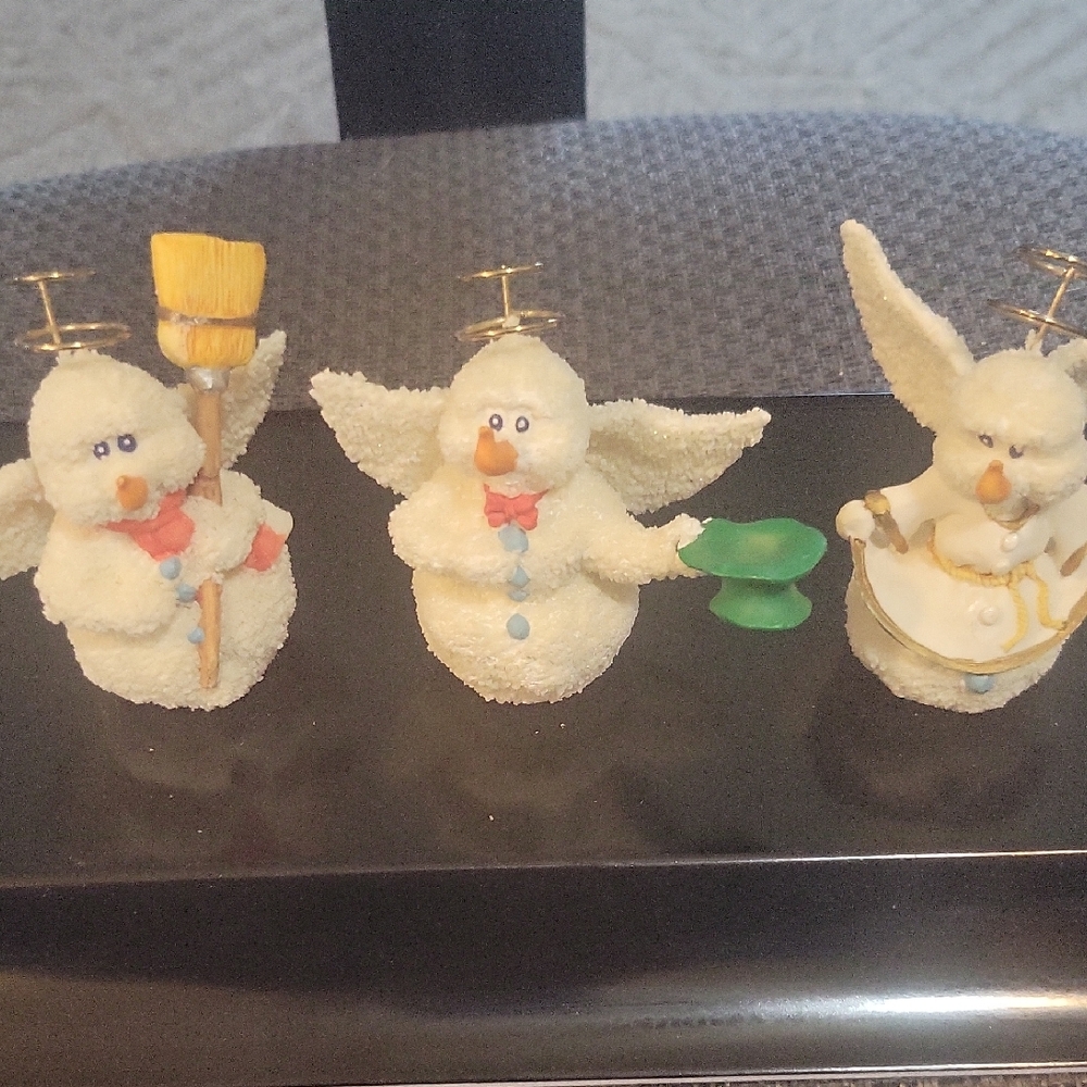#10 Vintage Set of Three Angelic Snowman Figurines